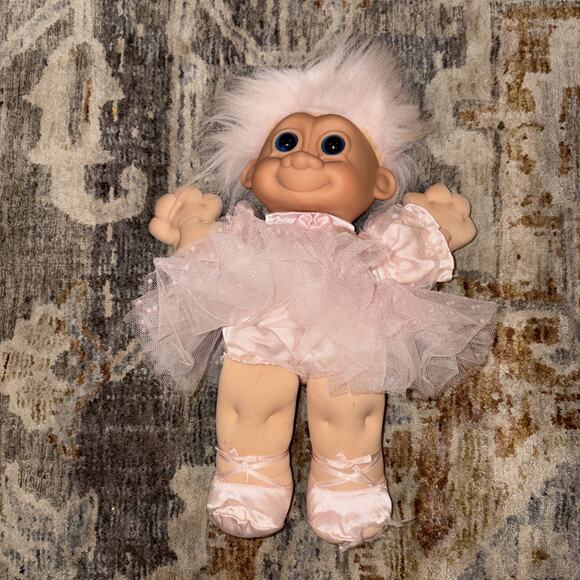 Russ Troll Doll Ballerina 12 inch Soft Body Pink Hair Blue Eyes Vintage 90’s - Picture 1 of 3